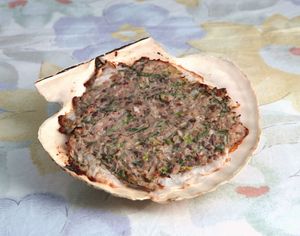いわしと里芋の貝焼き