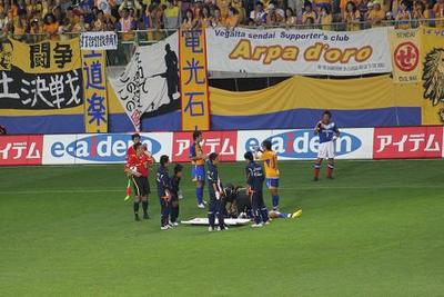 プロサッカー選手でも熱中症に