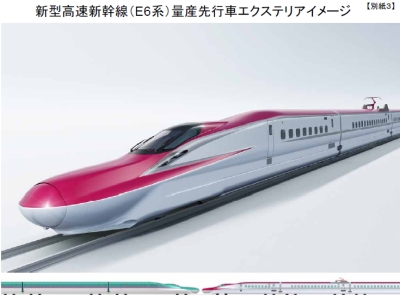 秋田新幹線こまちの新型E6系が仙台港へ陸揚げ。