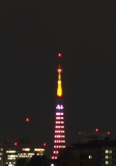 3/3の20～22時東京タワーが赤っぽくライトアップされてた