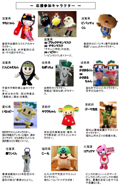 本日の南三陸町福興市にむすび丸をはじめゆるキャラ16体集結!