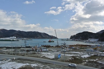 女川町中心部の造成工事状況