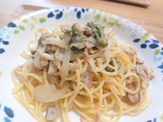 タラの芽でパスタ